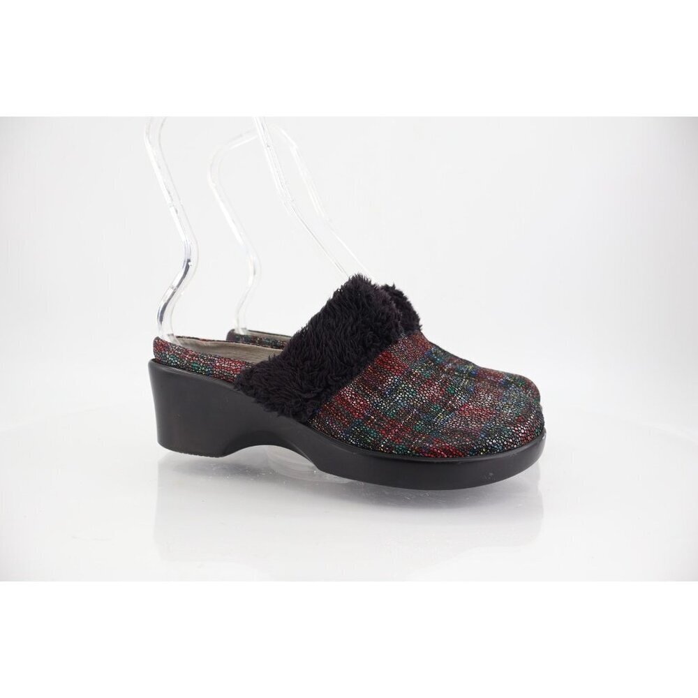 Alegria Women's Isabelle Mule Size 37 7 Tartan Leather Red Lines Slip On Comfy